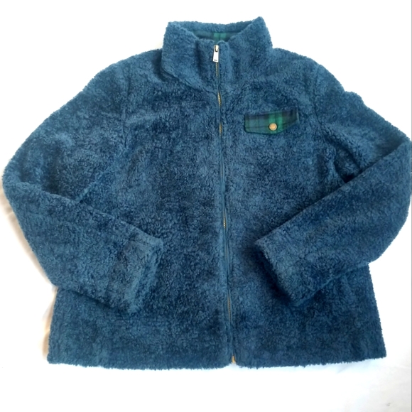 Pendleton Women's Fuzzy Full Zip Deep Blue Sherpa Jacket - Picture 1 of 8